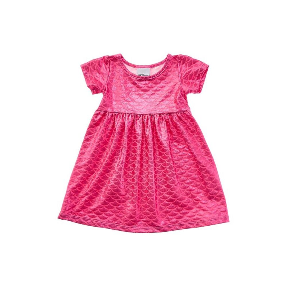 Flap Happy Girls  Shiny Pink Scales Dress, Pink